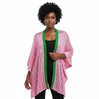 AKA Pink and Green Crochet Kimono