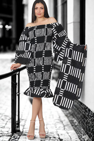 Nyla Black & White Dress