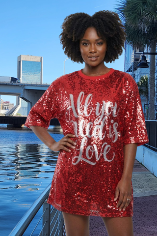 All You Need Is Love Red Sequin Top
