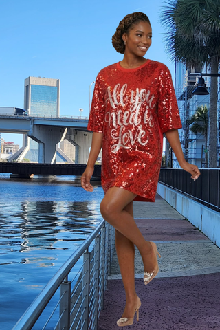 All You Need Is Love Red Sequin Top