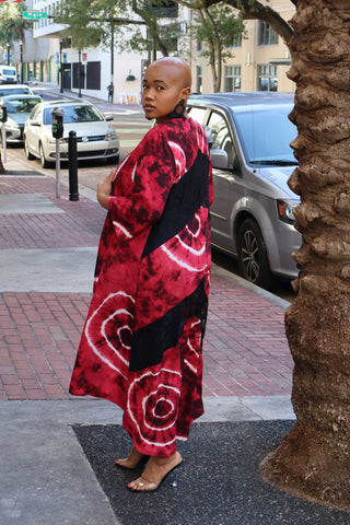 On Target Red Tye Dye Kimono