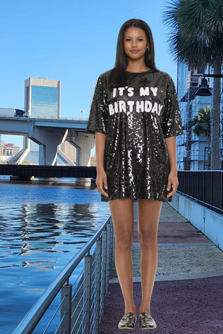 Birthday Chic - Black Sequin Top