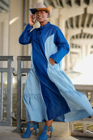 Blue Tone Denim Maxi