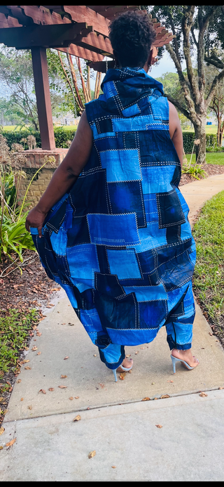 Blue Patches Ankara Print Jumper/Dress