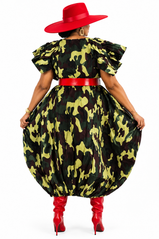 Camo Queen Balloon Maxi Dress