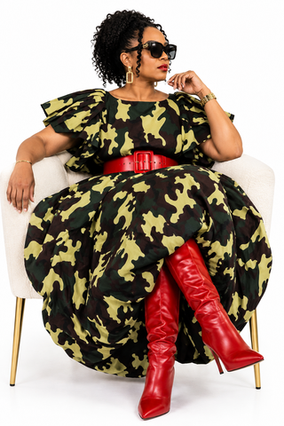 Camo Queen Balloon Maxi Dress