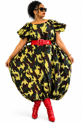 Camo Queen Balloon Maxi Dress