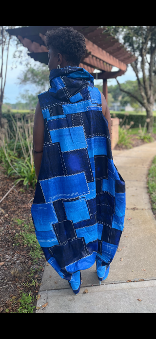 Blue Patches Ankara Print Jumper/Dress