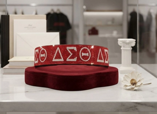 Dst Red Clear Rhinestone Black Stretch Headband