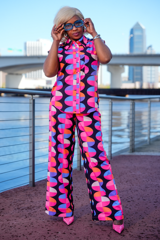 Kaleidoscope Short Sleeve Top and Pant Set