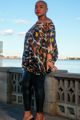 Kiara Off Shoulder African Print Balloon Top