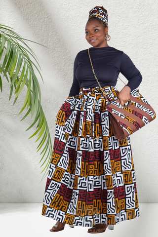 Kofi Long Maxi Skirt with Handbag