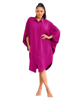 Magenta Breeze Hi-Low Shirt Dress