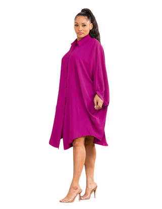 Magenta Breeze Hi-Low Shirt Dress