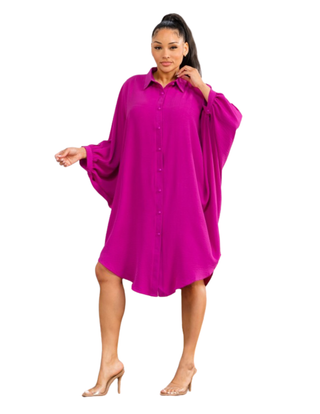 Magenta Breeze Hi-Low Shirt Dress