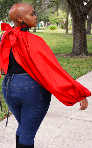 One Shoulder Red Puffy Sleeve Blouse