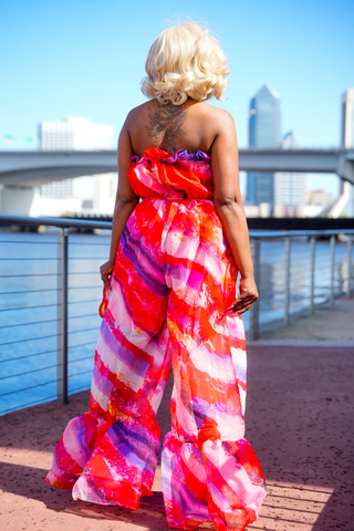 Ruby Swirl Palazzo Jumpsuit