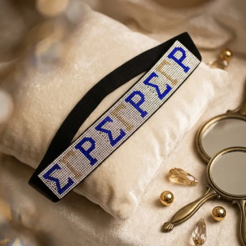 Sigma Gamma Rho Rhinestone Black Stretch Headband