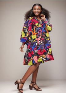 Spring Burst African Print Midi Dress