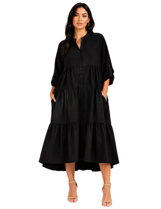 Midnight Muse Tiered Midi Dress