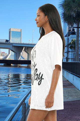 Birthday Chic - White Sequin Top