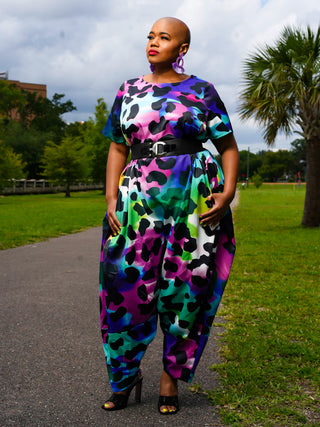 Wild Color Print Jumpsuit/Dress All In One