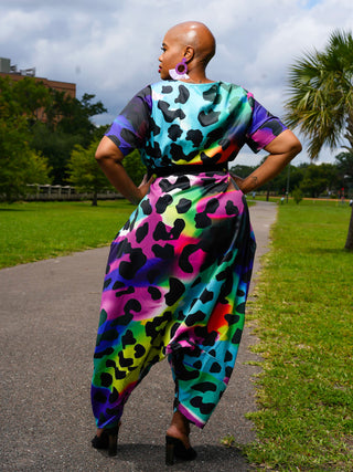 Wild Color Print Jumpsuit/Dress All In One