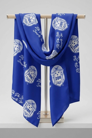 Zeta Phi Beta Long Blue and White Shield Rectangle Scarf
