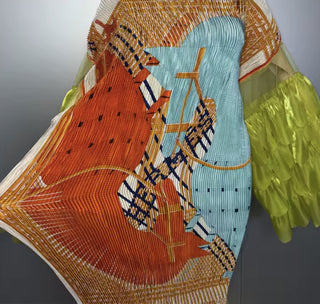 Make Them Look Orange Feathered Sleeve Dress