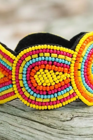 Tribal Mandala Vibrant Hand Beaded Bracelet