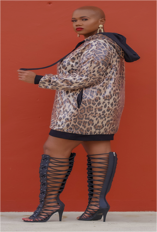 Leopard Sequin Hoodie (Dress or Top)